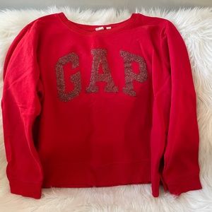 GAP Women’s Large Sweatshirt Glitter Logo - Red